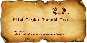 Mihályka Menodóra névjegykártya